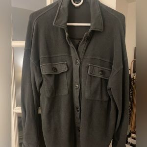 Washed black Terry shacket